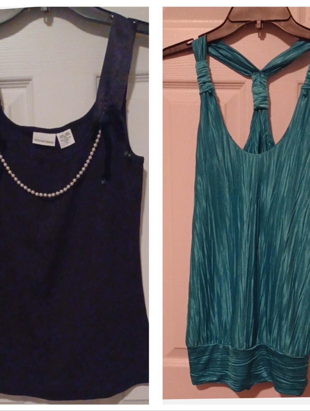 - Newport News Black Tank with Pearl Accent & Teal Tank With Cute Back In Size M